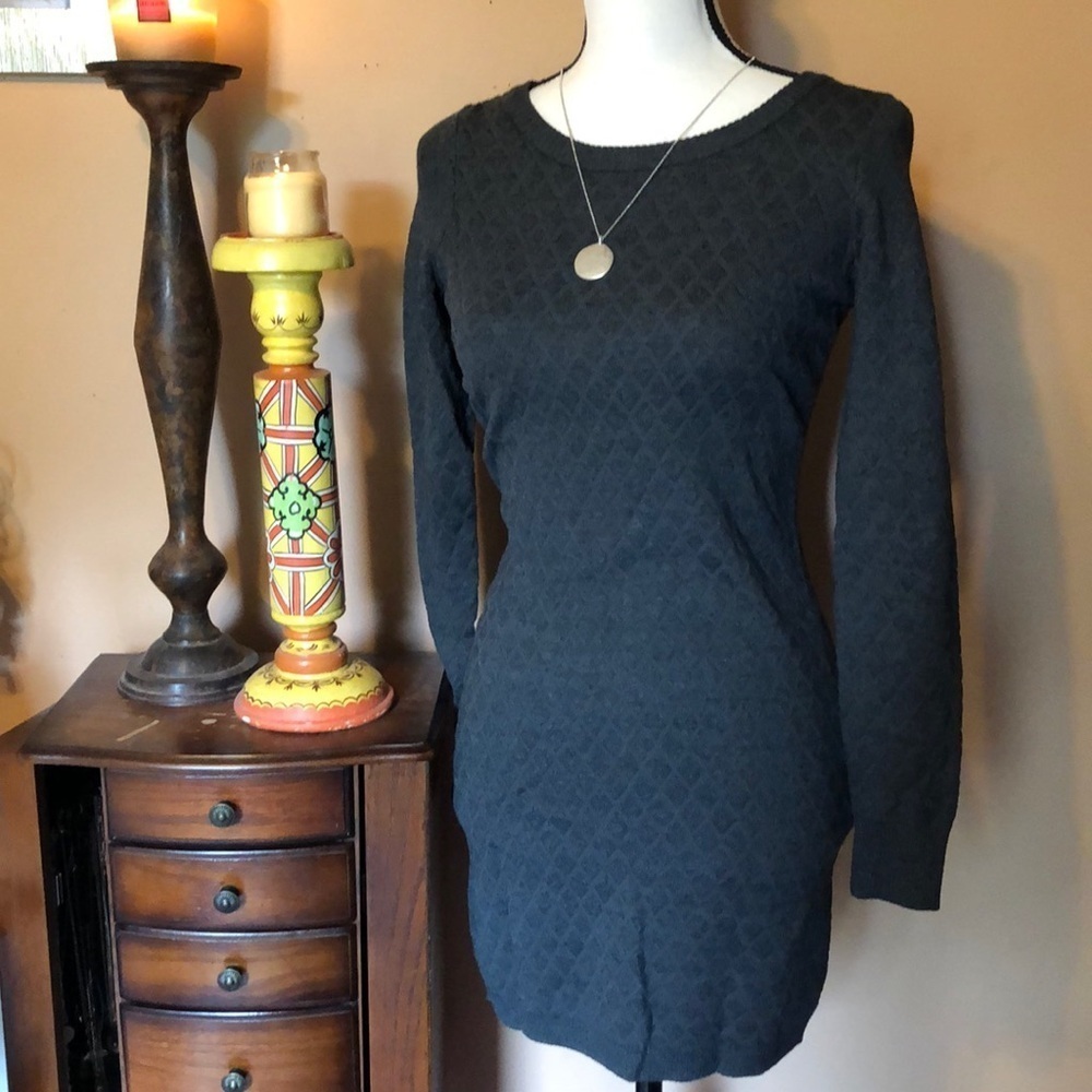 Pink rose grey sweater dress